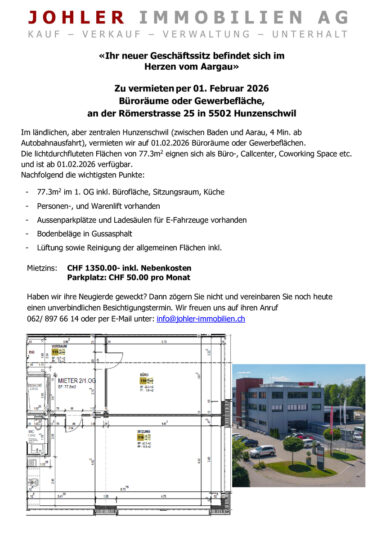 thumbnail of Inserat Büro- und Gewerbeflächen, 1.QG inkl. Küche